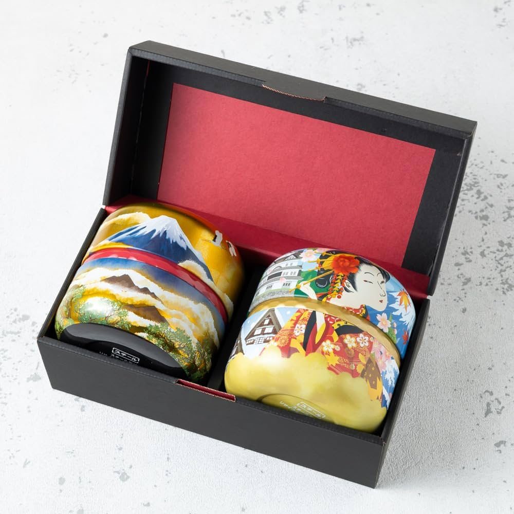 Set of 2 domestic natsume tea caddies (Fuji & Maiko)